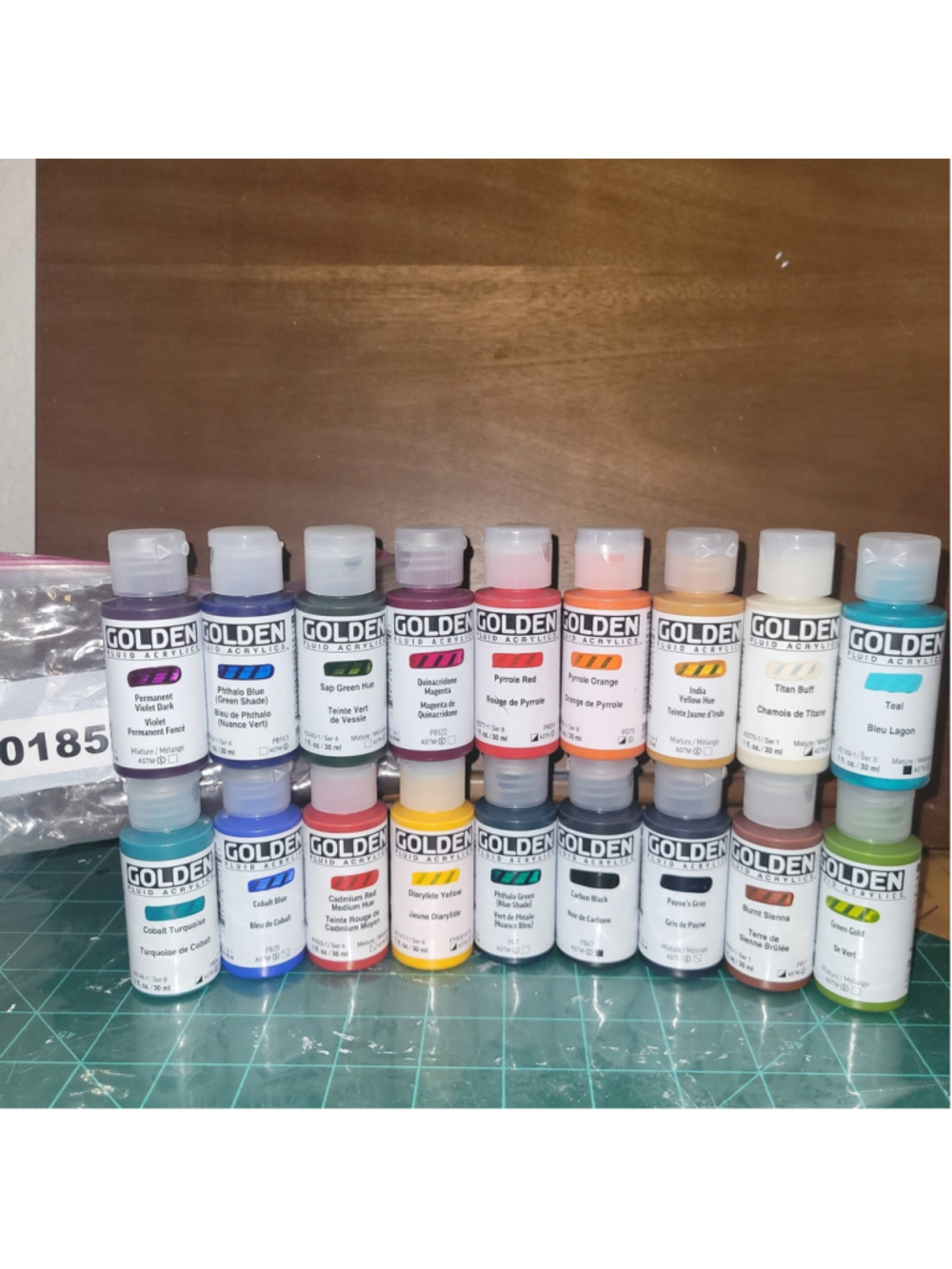 #185 Golden Fluid Acrylics Paint. 1 oz Lot Of 20 Sealed No Duplicates New